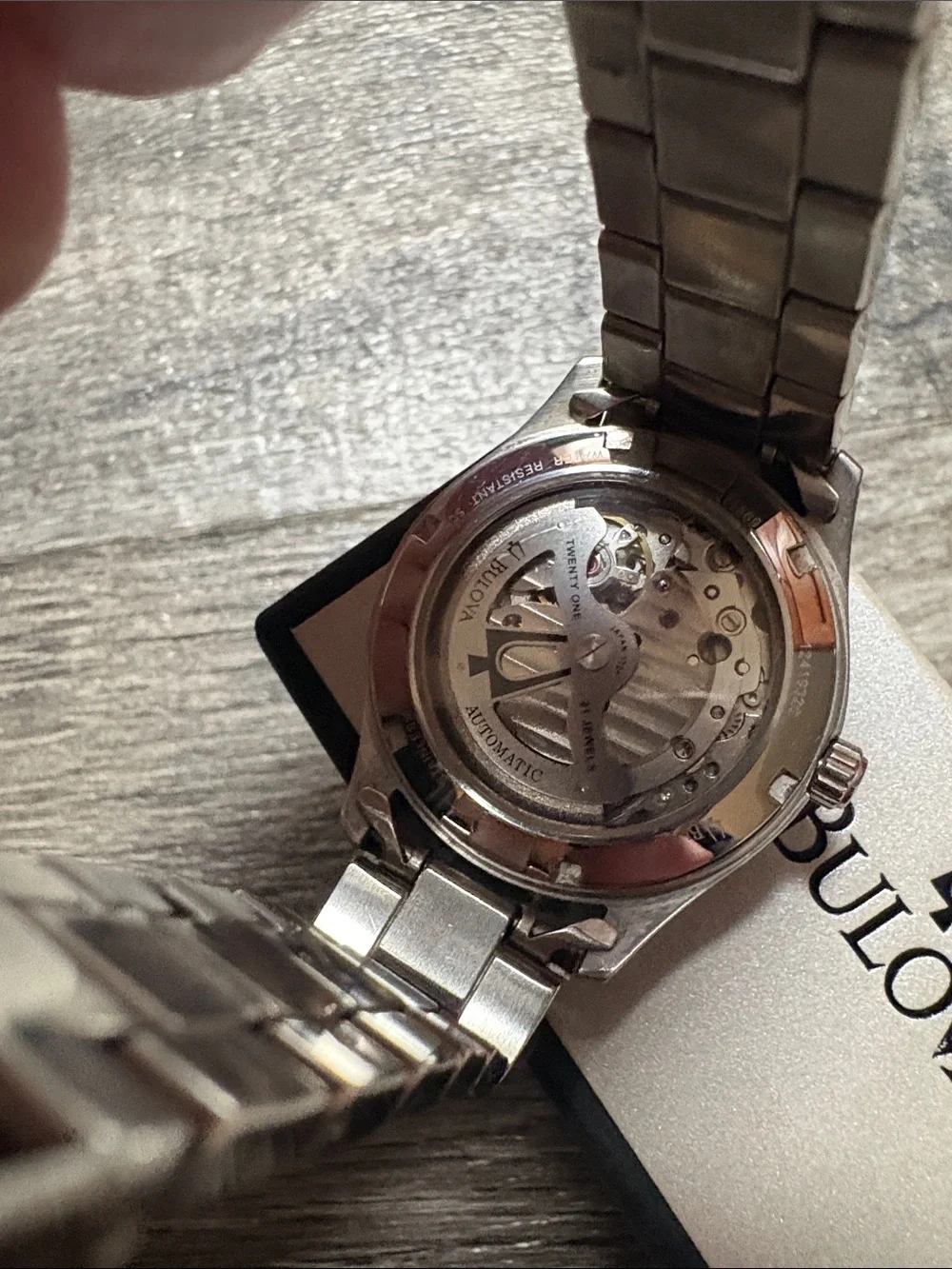Bulova Silver Bracelet Watch with Light Blue Dial and Heart Open-Heart